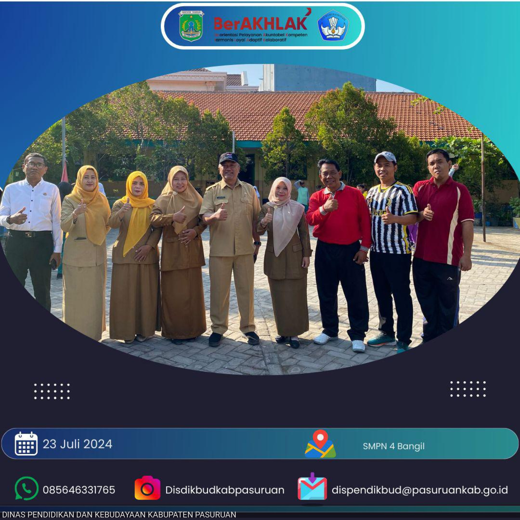 Kepala Dinas Pendidikan dan Kebudayaan Melakukan Monitoring Sarana dan Prasarana di SMPN 4 Bangil