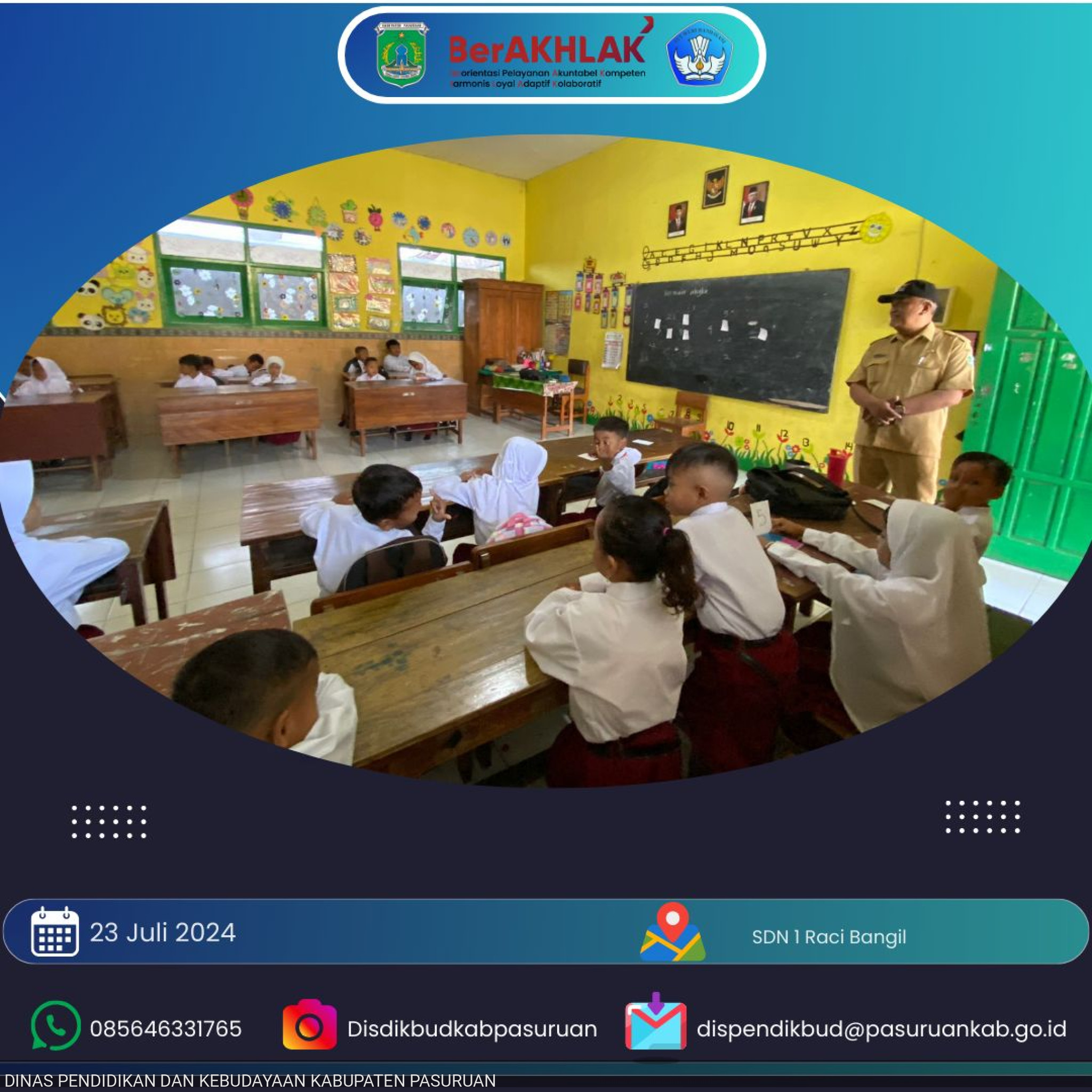 Kepala Dinas Pendidikan dan Kebudayaan Melakukan Monitoring Sarana dan Prasarana di SDN 1 Raci Bangil