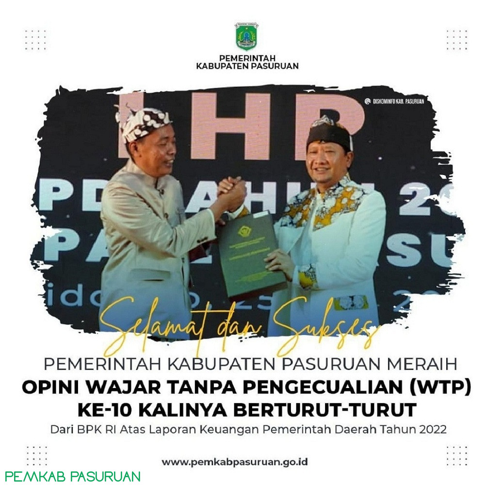SELAMAT PEMKAB PASURUAN MERAIH WTP 10KALI BERTURUT-TURUT