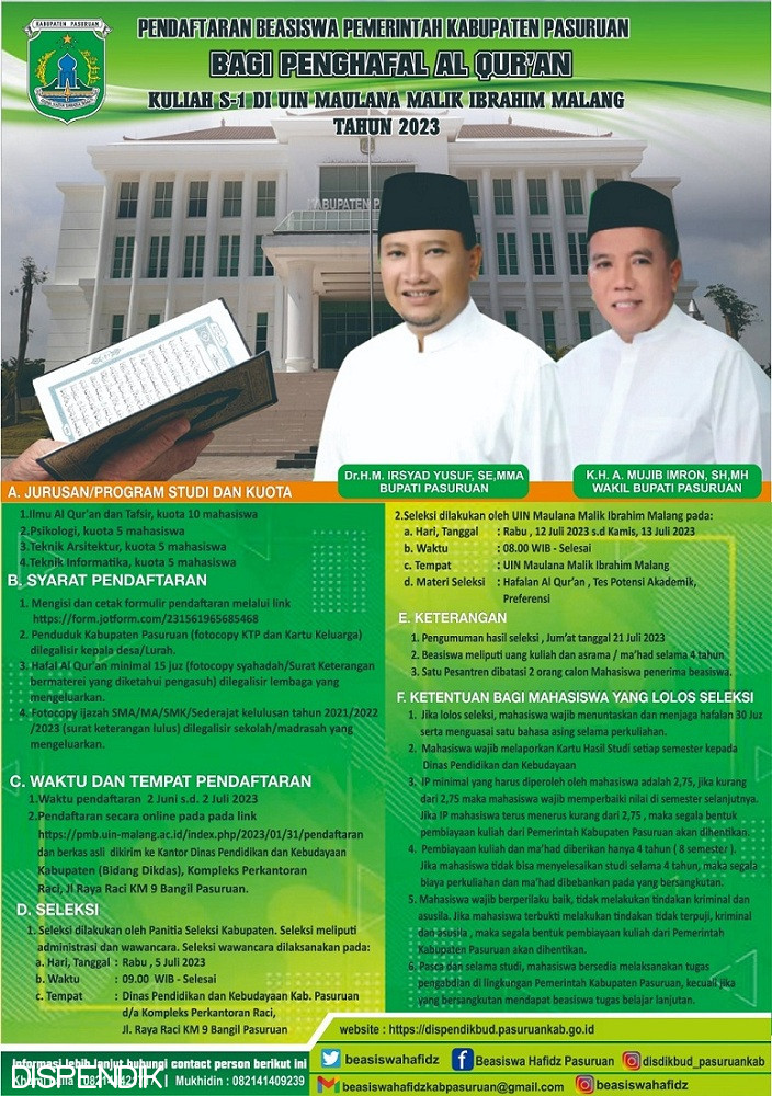 BEASISWA BAGI PENGHAFAL AL-QUR'AN 2023 TELAH DIBUKA