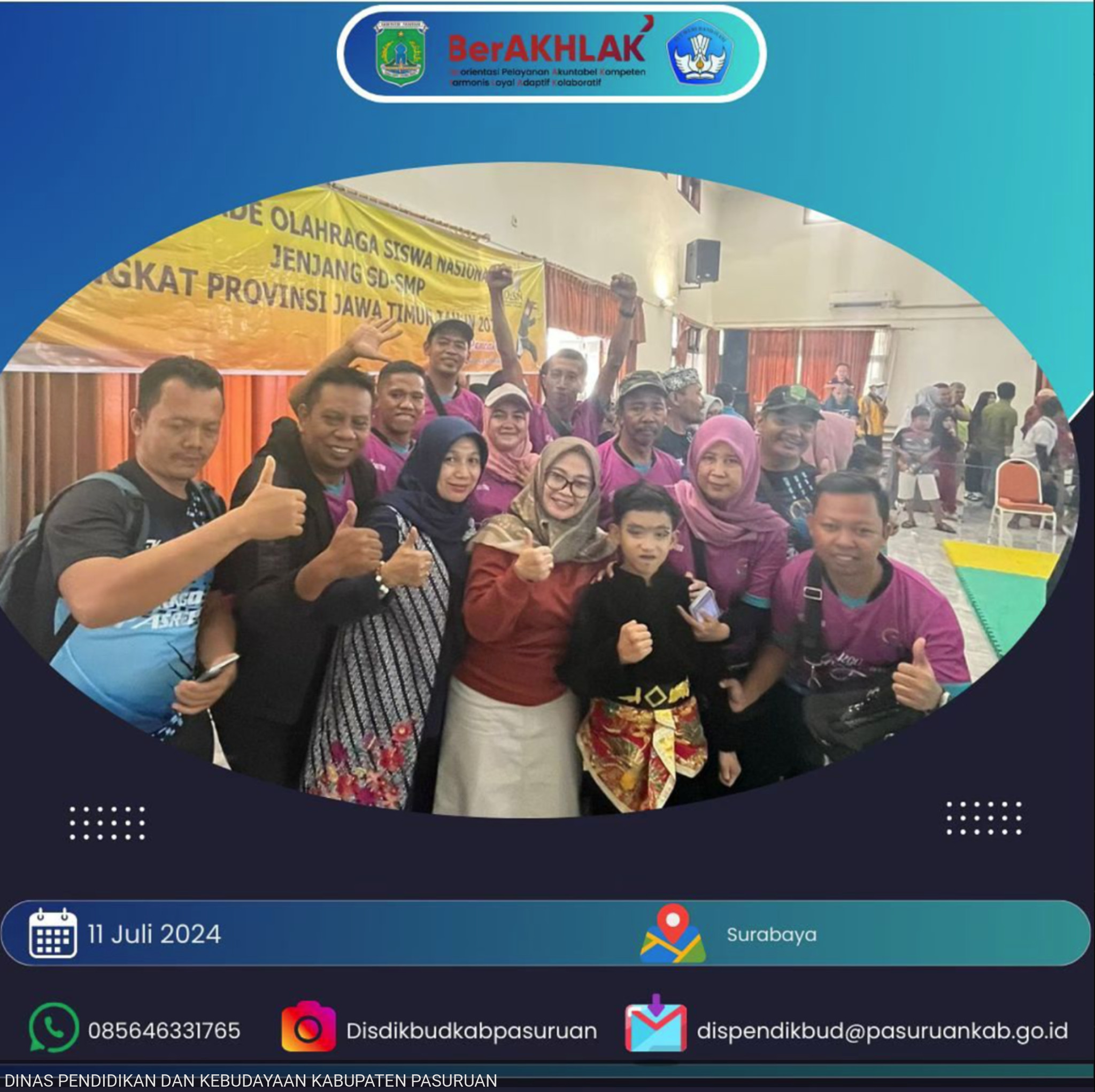 Kontingen O2SN dan FLS2N Kabupaten Pasuruan dalam lomba O2SN dan FLS2N Tingkat Provinsi